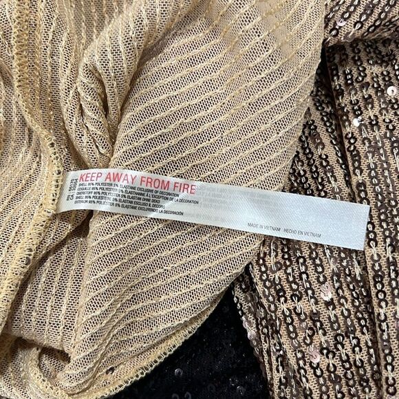 FREE PEOPLE Intimately Gold Combo Sequin Top Size Small - Picture 9 of 9